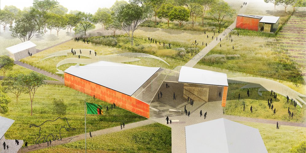 Rendering of Lapani African Conservation School, Site plan and materplanning of campus