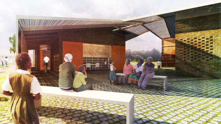 Rendering of Lupani African Conservation School, communal seating area