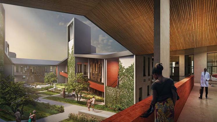 render of the Redemption Hospital in Caldwell, Liberia